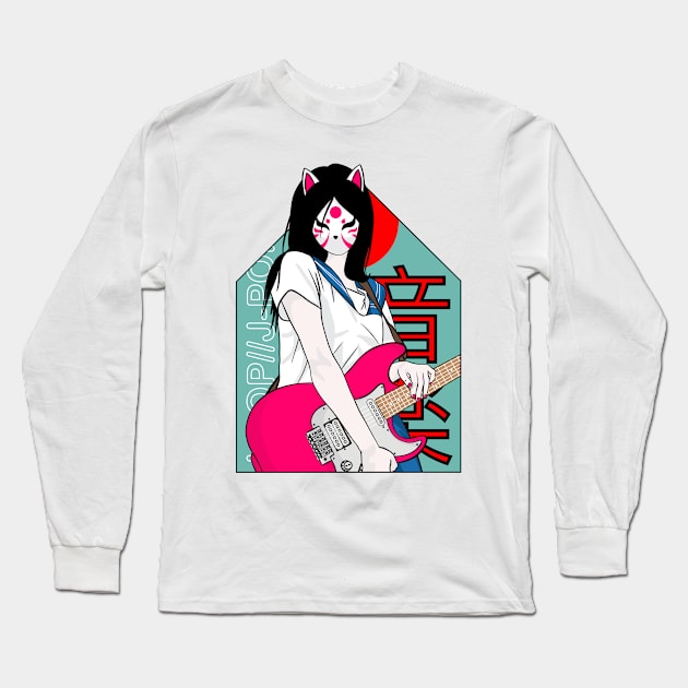 japan pop sticker Long Sleeve T-Shirt by stickersnesia